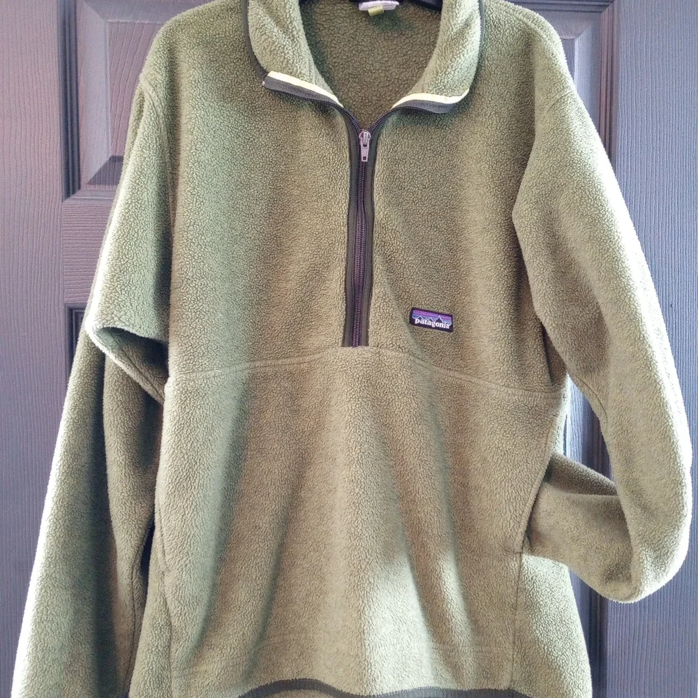 Vintage Patagonia Synchilla Marsupial 1/2 Zip Pullover Men's Medium Olive Green - Picture 3 of 7